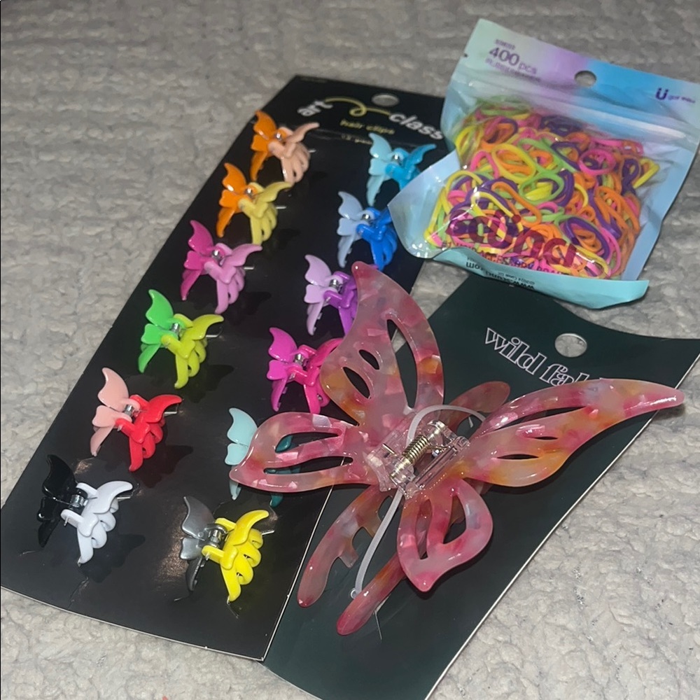 Butterfly Hair Clips and Bands Set